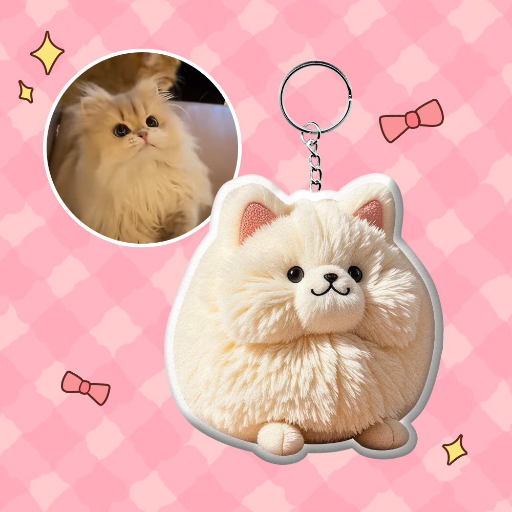 Personalized Photo Plush Doll Keychain Mini Me Plush Keychain Cat