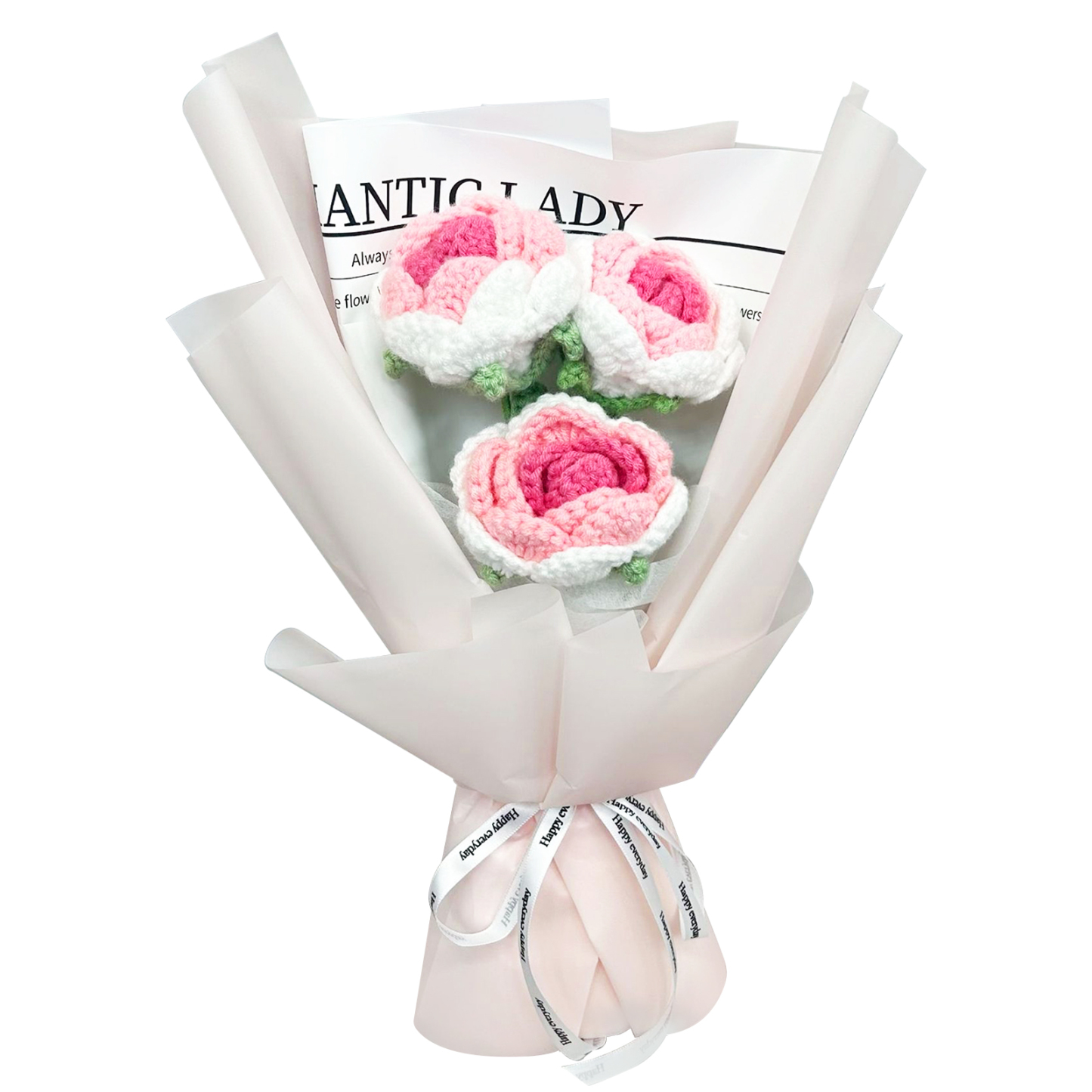 Custom Doll Bouquet Hand-Woven Simulation Wool Crochet Tulip Flower Desktop Ornaments Mother's Day Gifts