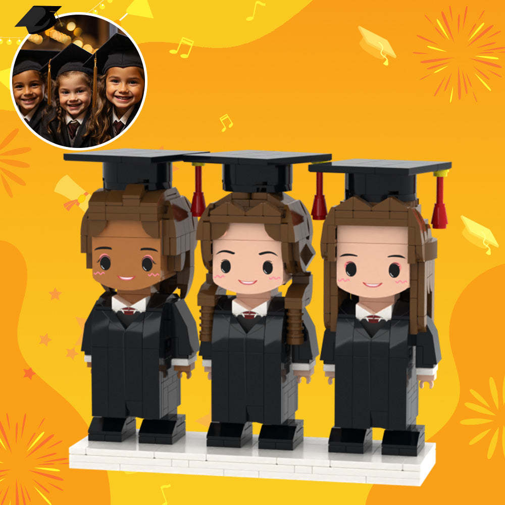 Graduation Gifts for Kids Full Customized 3 People Full Custom Brick Figures Custom Brick Figures - soufeelus