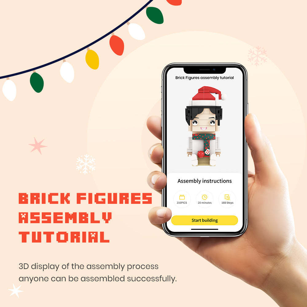 Cool Gifts for Him Customizable 1 Person Custom Brick with Frame Figures Small Particle Block Toy - minebrickus