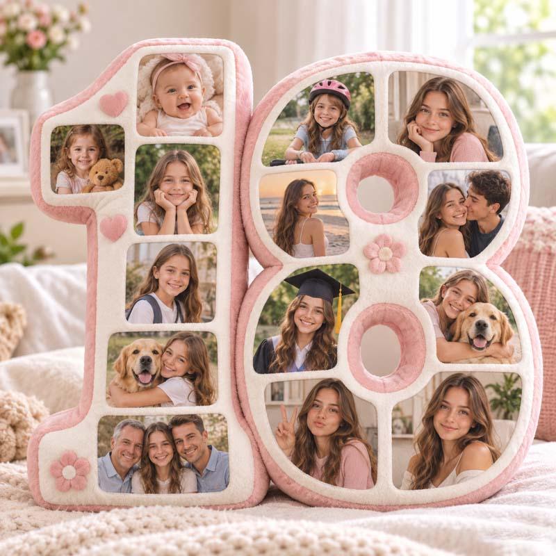 Custom Photo Number Pillow – Personalized Birthday & Anniversary Pillow