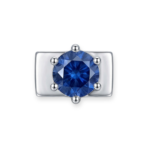 Dark Blue Round Diamond Charm - Silver
