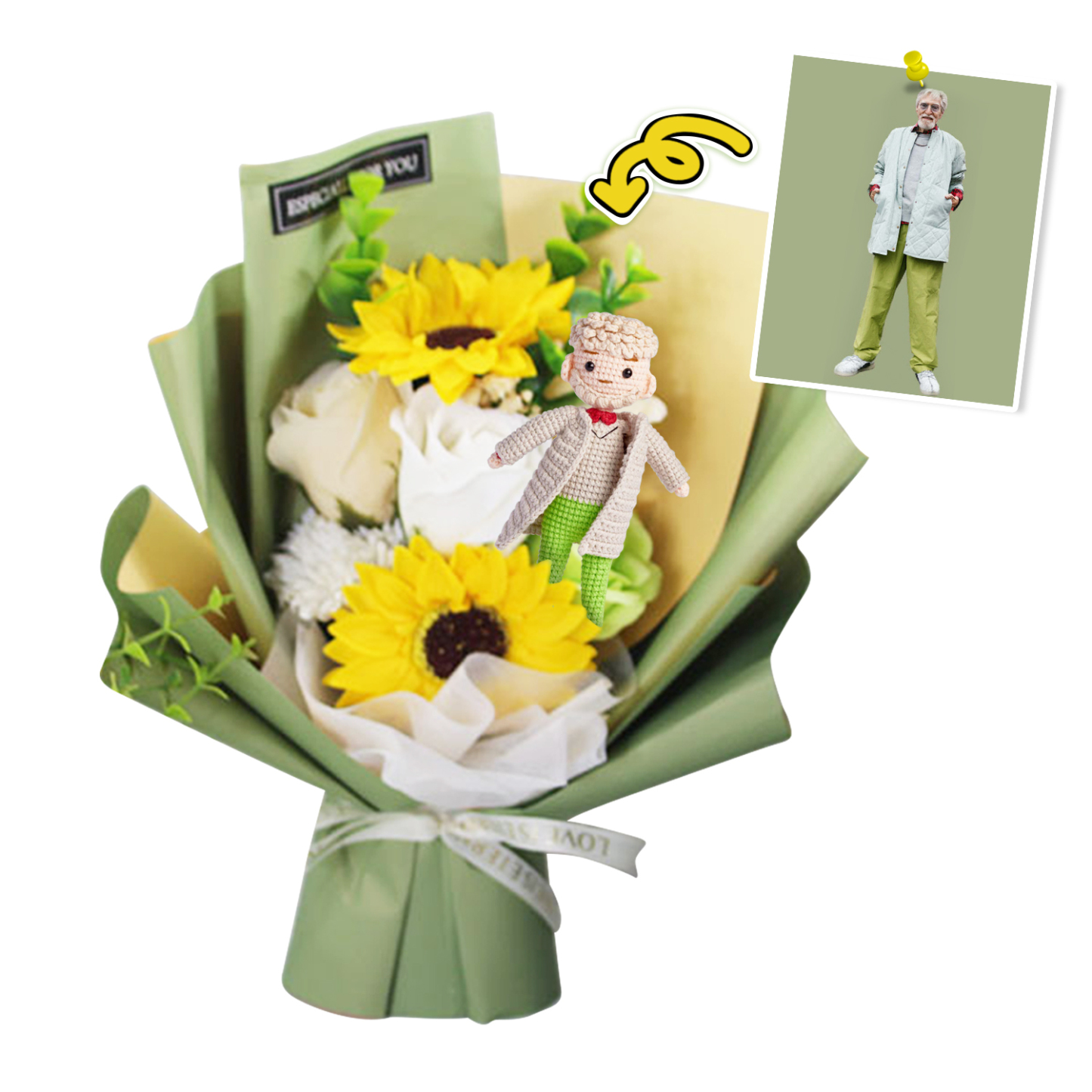 Custom Crochet Doll Bouquet Personalized Gifts Handwoven Mini Look Alike Dolls Mother's Day Gifts
