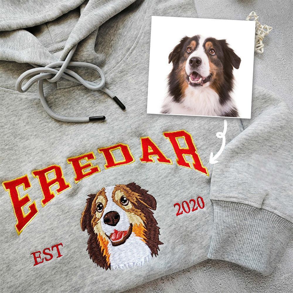 Custom Embroidered Sweatshirt Pet Portrait Sweatshirt Photo Hoodie Gifts for Pet Lovers