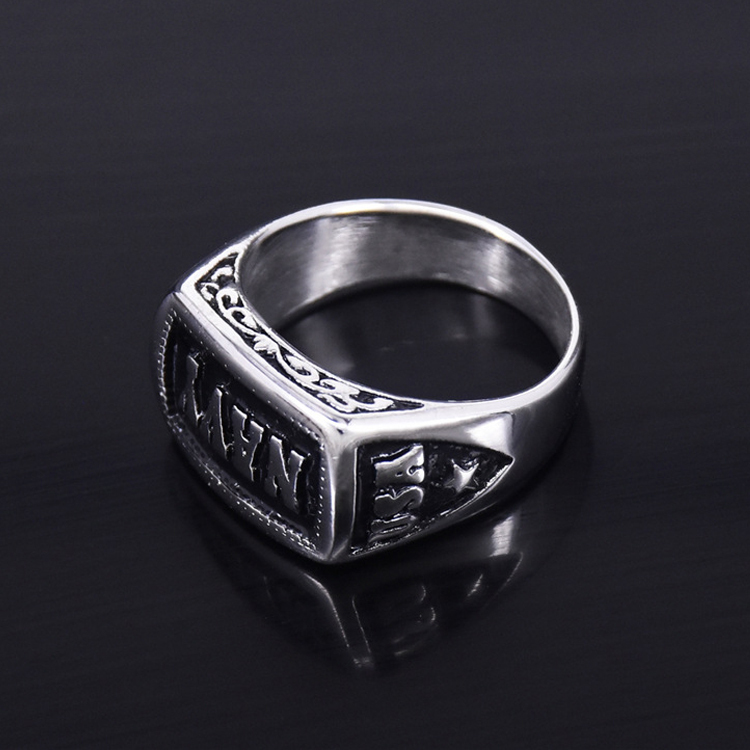 Men's Ring Punk Navy Ring Carved Ring Gift For Boyfriend - soufeelus