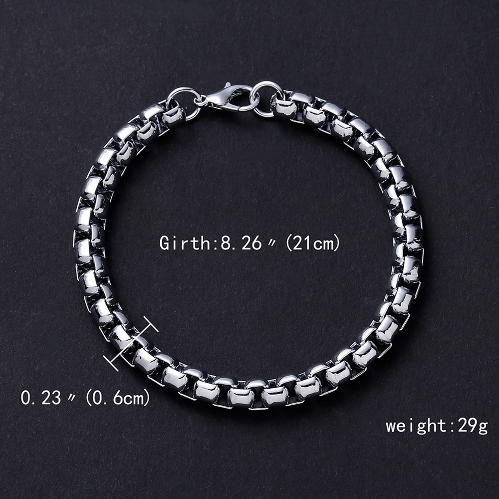 Men's Bracelet Punk Rounded Box Chain Thick Chain Gift For Boyfriend - soufeelus
