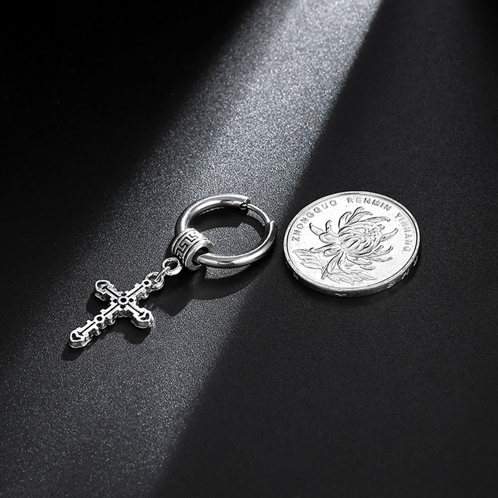 Men's Earrings Punk Cross Earrings Stainless Steel Earrings Gift For Boyfriend - soufeelus