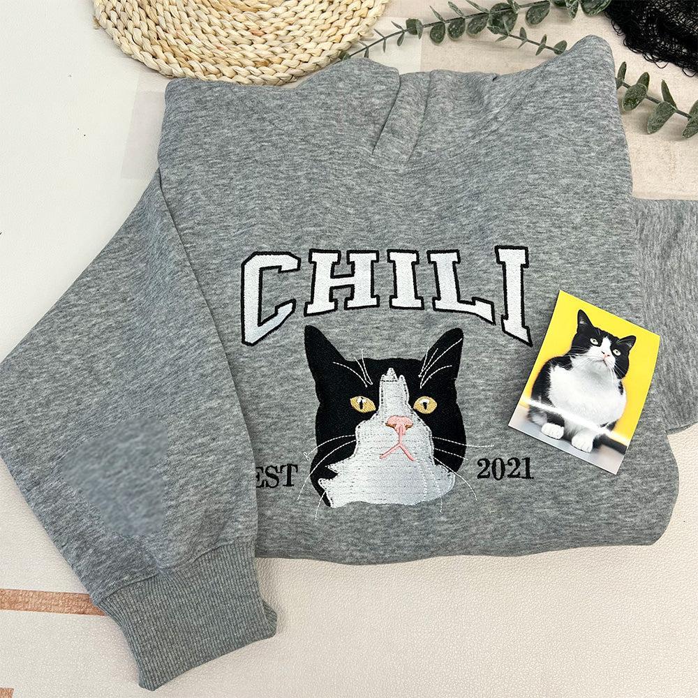 Custom Embroidered Sweatshirt Pet Portrait Sweatshirt Photo Hoodie Gifts for Pet Lovers
