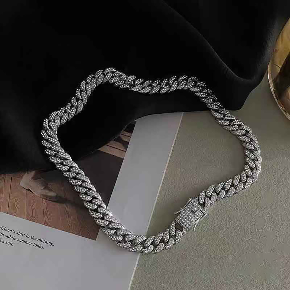 Men's Necklace Full Diamond Cuban Chain Punk Stacking Chain Gift For Boyfriend - soufeelus
