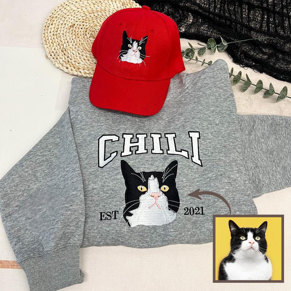 Custom Embroidered Sweatshirt Pet Portrait Sweatshirt Photo Hoodie Gifts for Pet Lovers