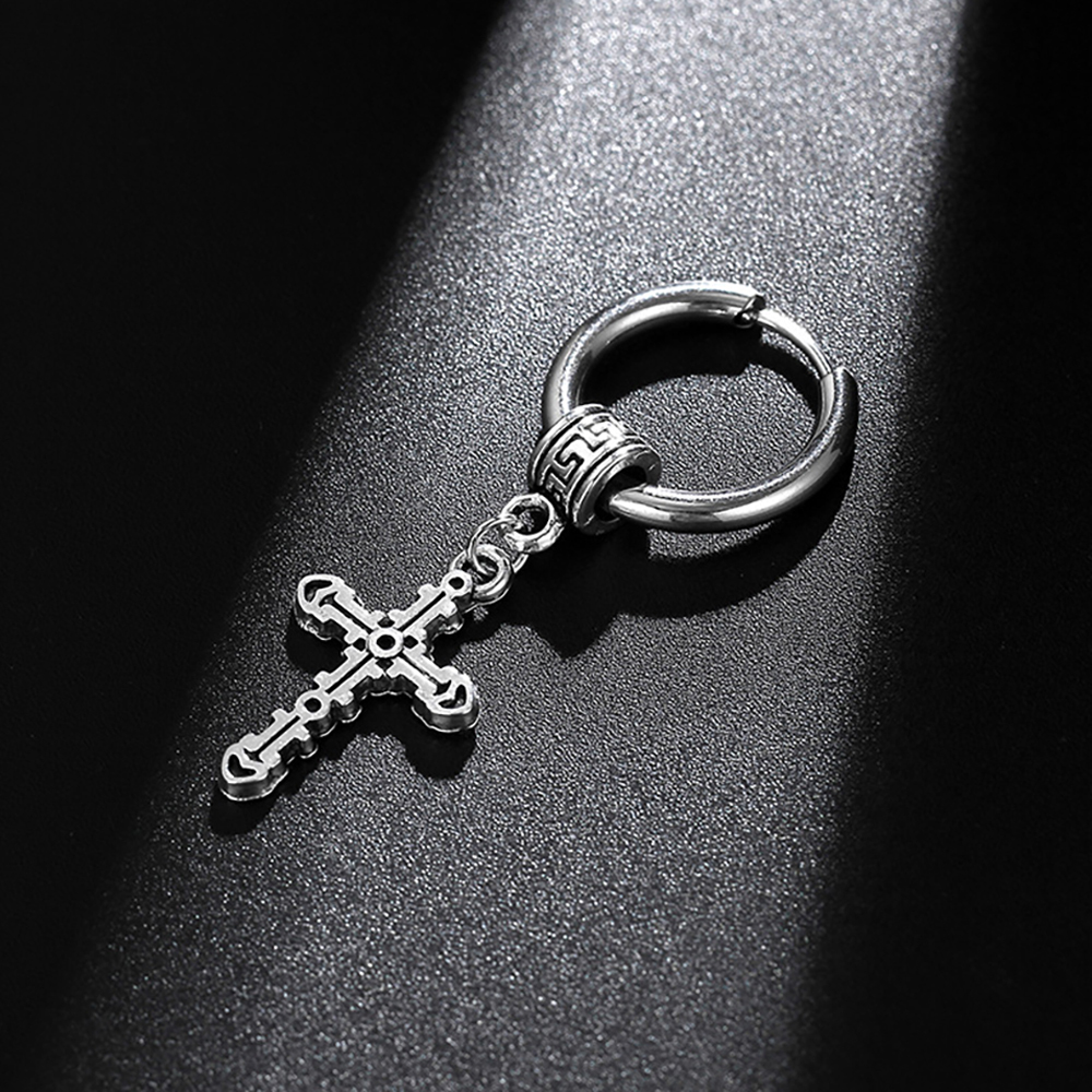 Men's Earrings Punk Cross Earrings Stainless Steel Earrings Gift For Boyfriend - soufeelus
