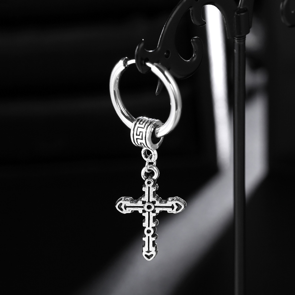 Men's Earrings Punk Cross Earrings Stainless Steel Earrings Gift For Boyfriend - soufeelus