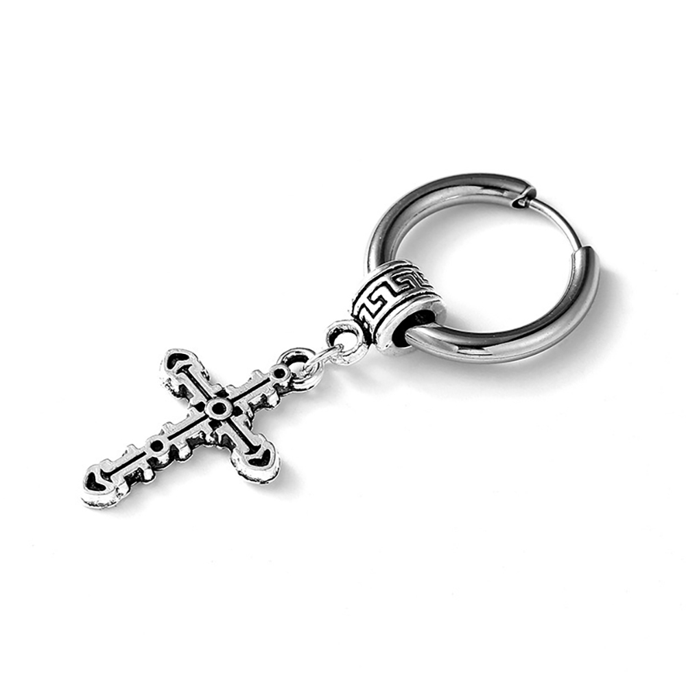Men's Earrings Punk Cross Earrings Stainless Steel Earrings Gift For Boyfriend - soufeelus