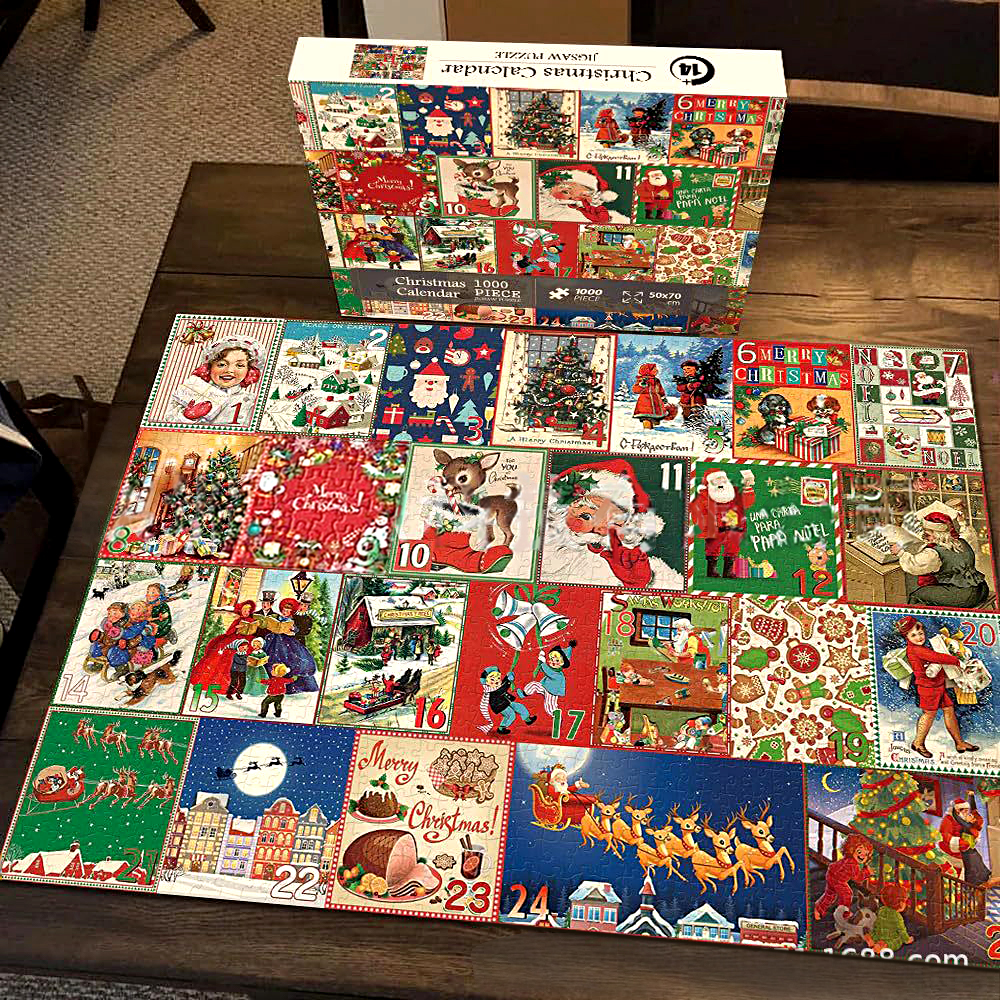 Christmas Jigsaw Puzzles Blind Box 24-day Countdown Calendar Gifts Box Advent Christmas Gifts - soufeelus