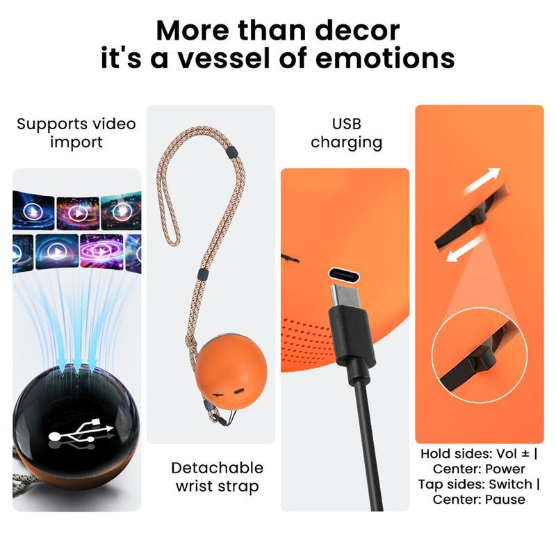 2.7inch Crystal Ball with Electronic Display – DIY Video Import Possible – Unique Gift for Home & Office – Customizable Light-Up Sphere