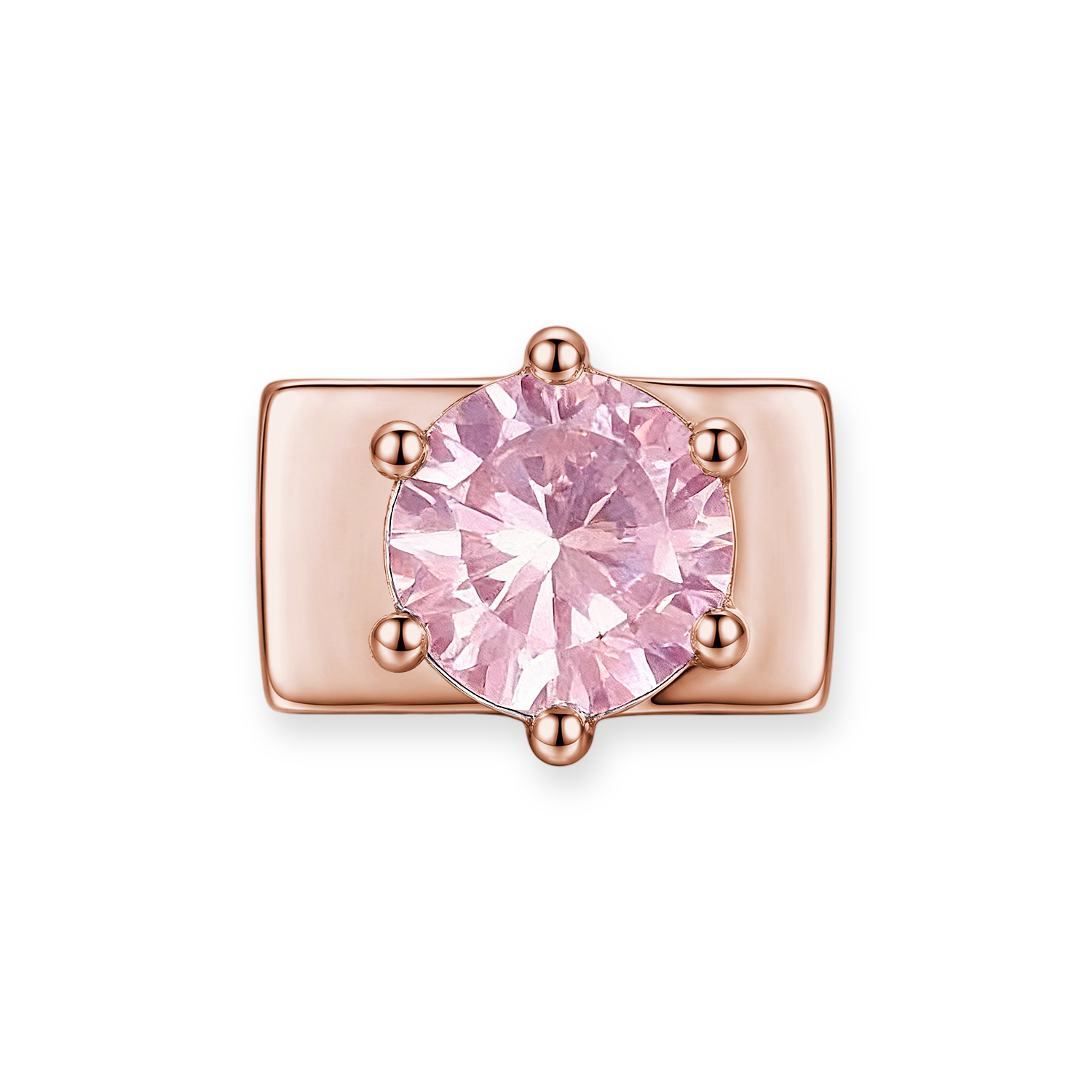 Light Pink Round Diamond Charm - Rose Gold
