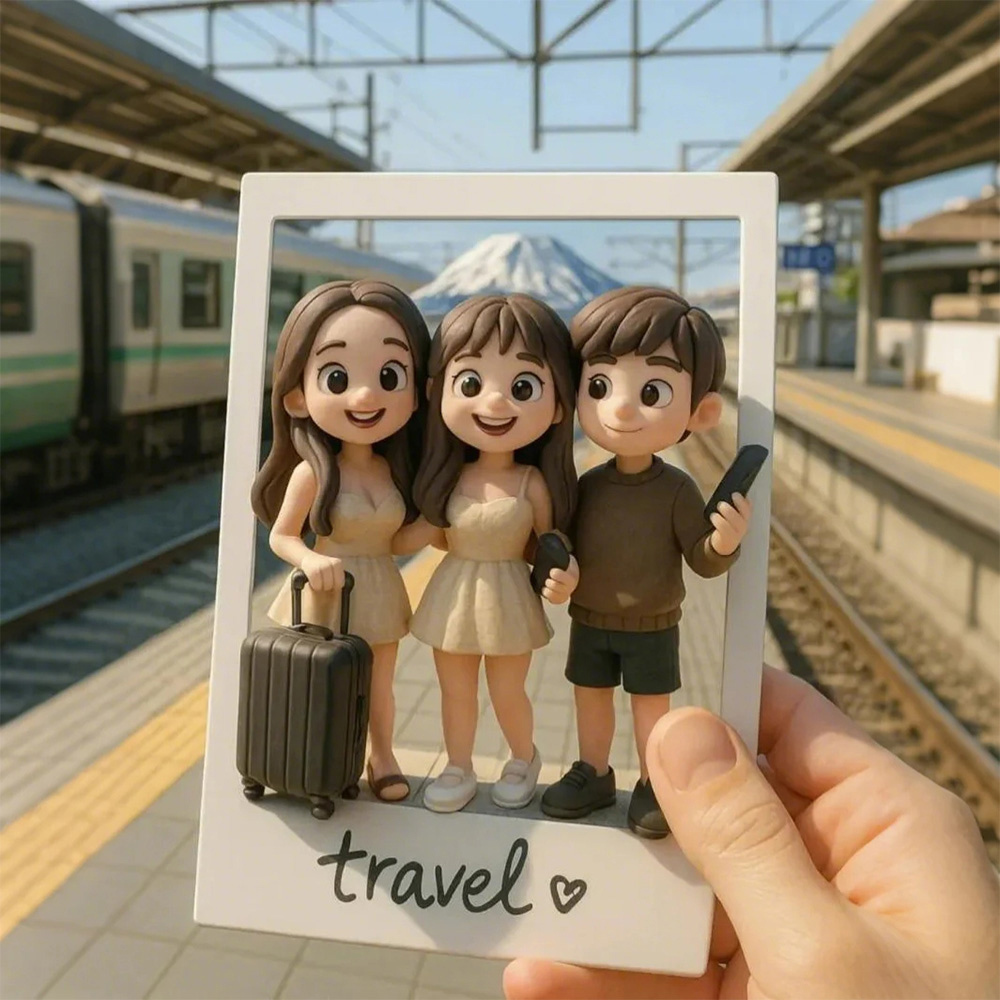 Custom 3D Acrylic Travel Photo Fridge Magnet with Text Anniversary Gift