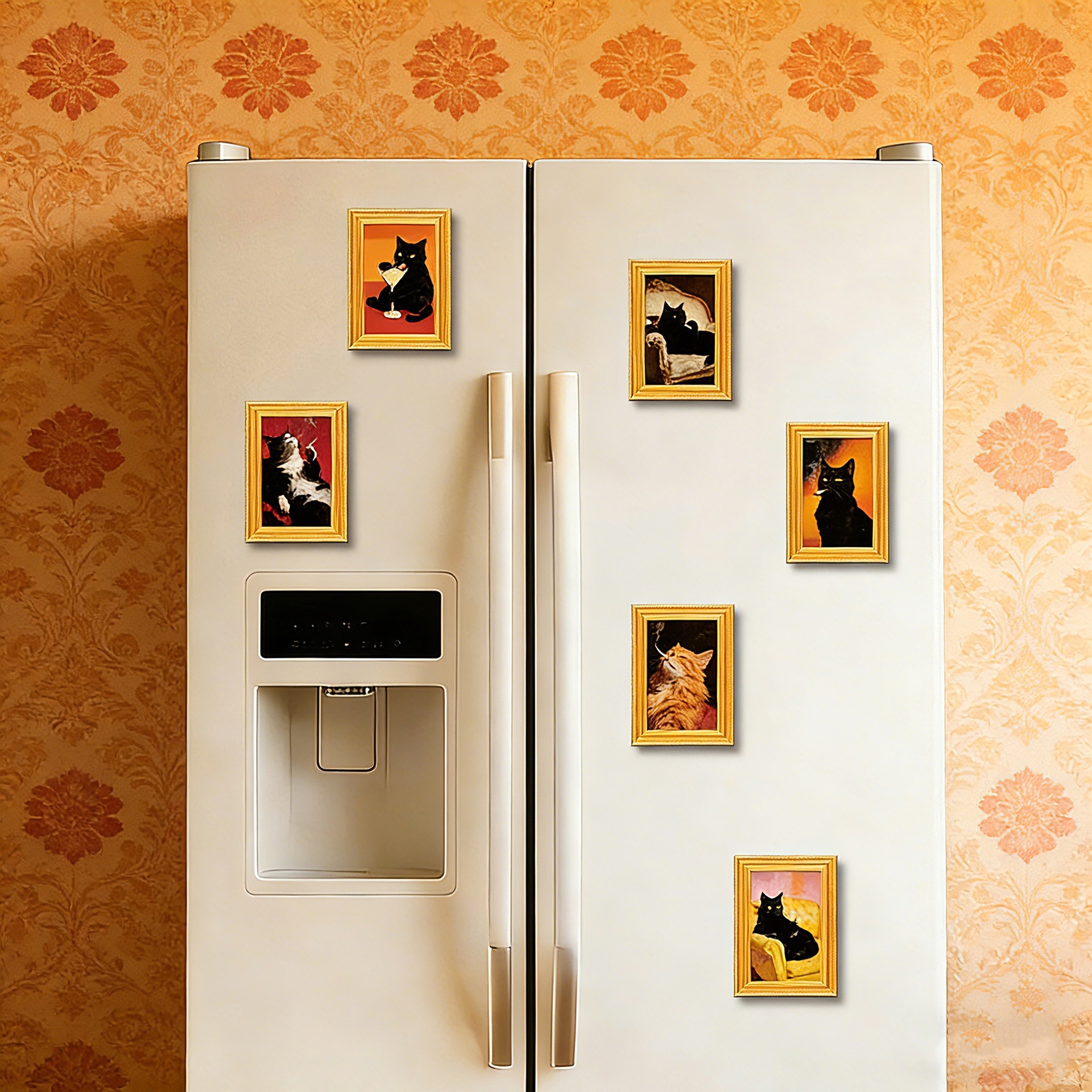 Wooden Cute Cat Fridge Magnet Vintage Cat Mini Photo Frame Magnetic Perfect Gift for Pet Lovers