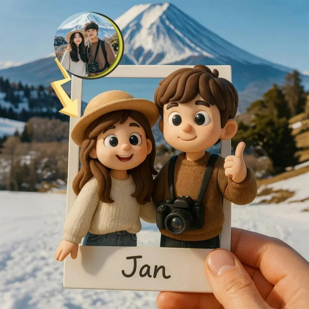 Custom 3D Acrylic Travel Photo Fridge Magnet with Text Anniversary Gift
