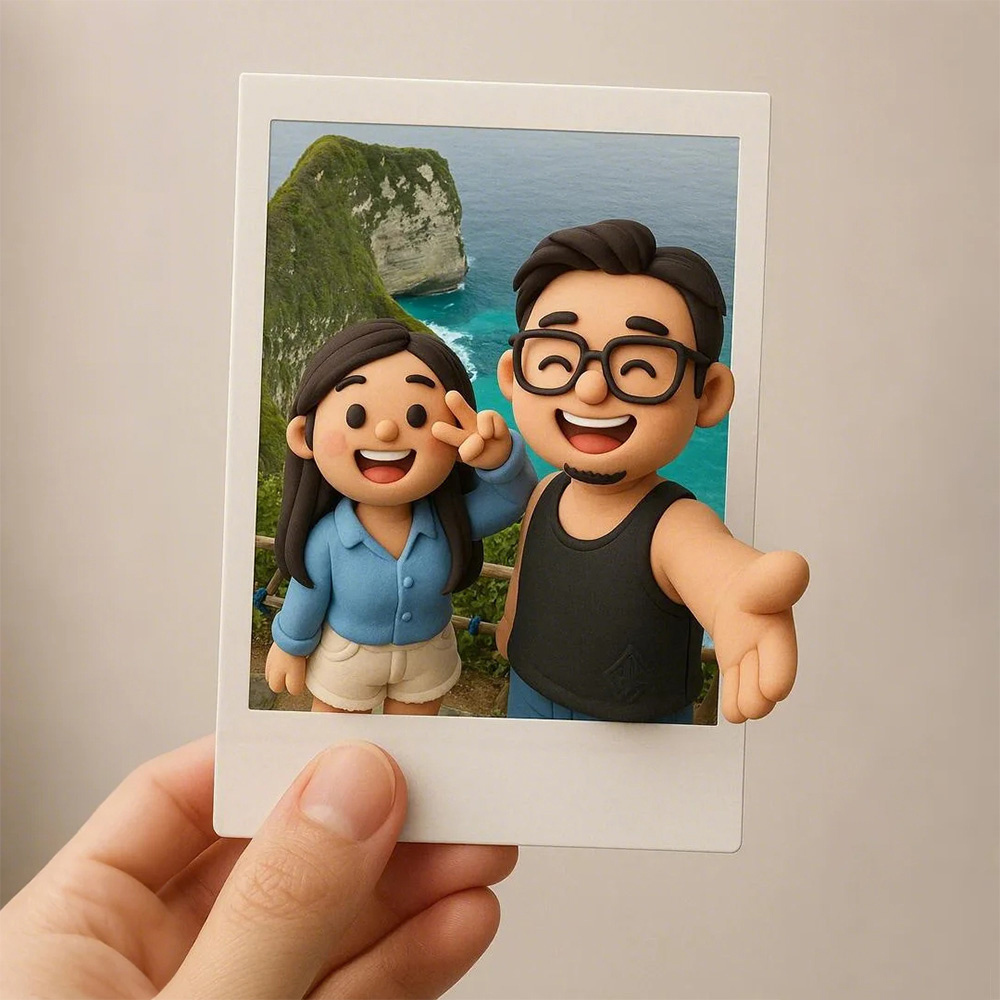 Custom 3D Acrylic Travel Photo Fridge Magnet with Text Anniversary Gift