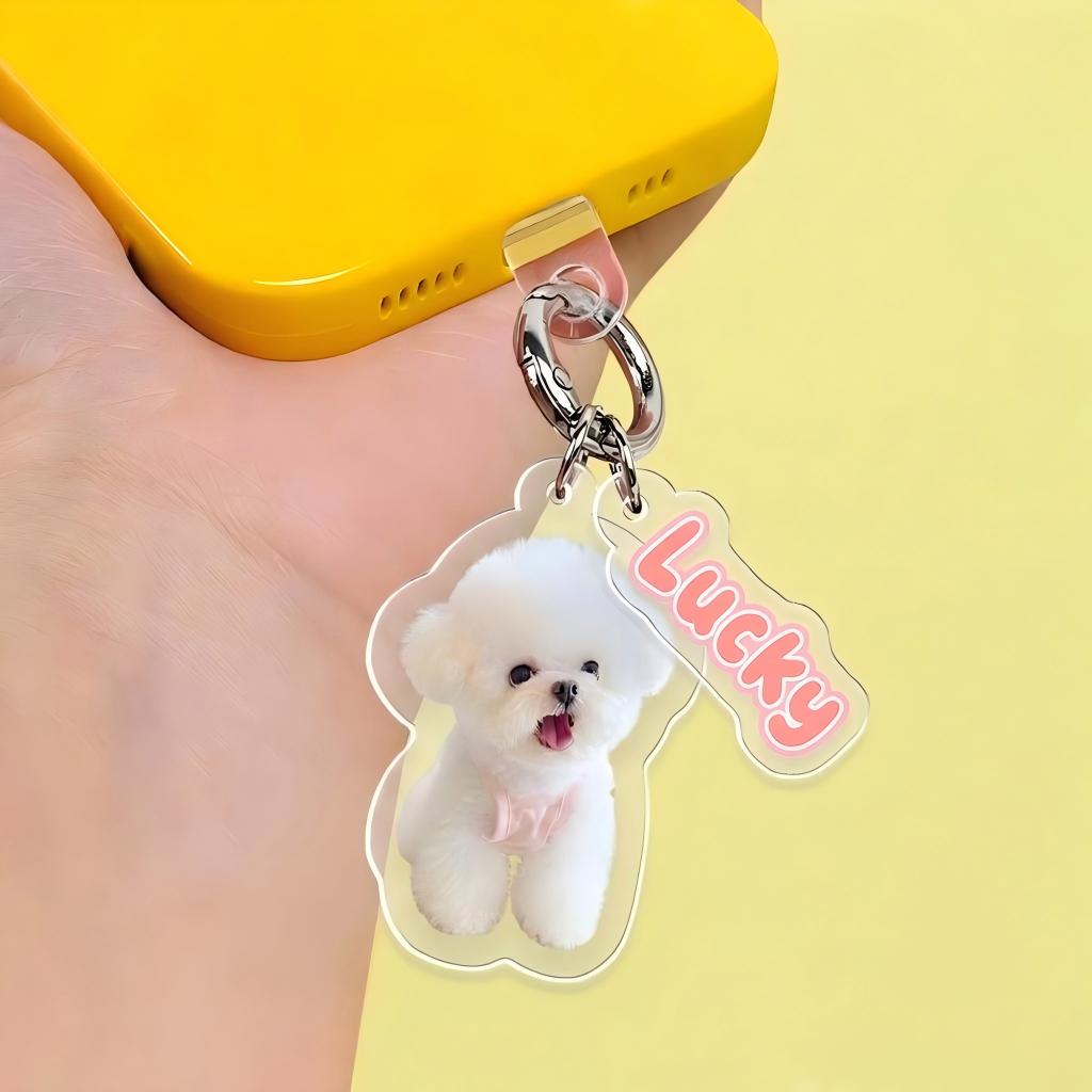 Custom Photo Acrylic Phone Charm – Personalized Pet & People Portrait Keychain, High-Definition Durable Hanging Ornament