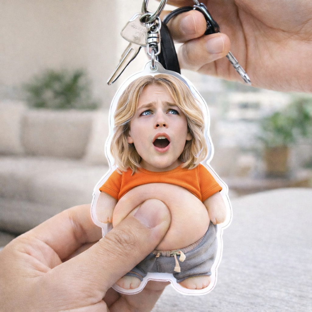 Personalized Squeeze Belly Keychain with Your Face, Custom Funny Stress Toy Doll Gift for Friends & Couples, Funny Gift Idea
