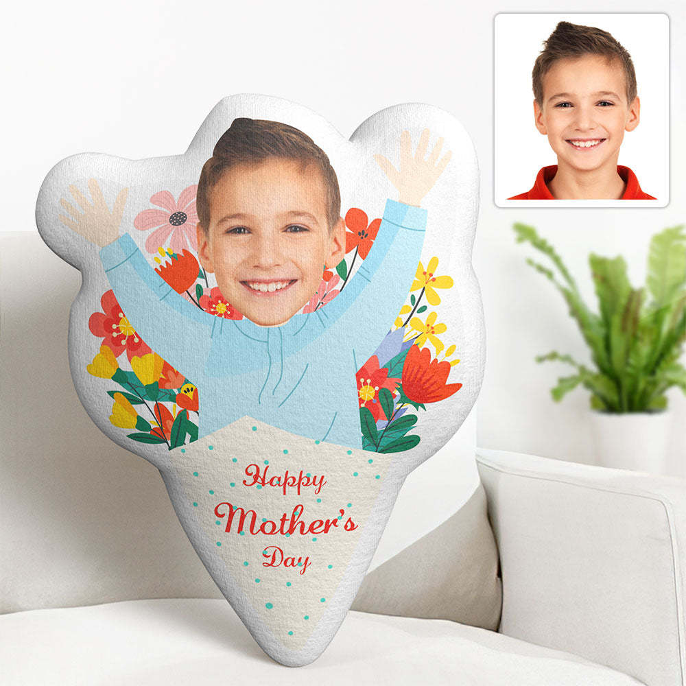 My Face Pillow Custom Photo Face Pillow Mother's Day Flower Face Pillow - soufeelus