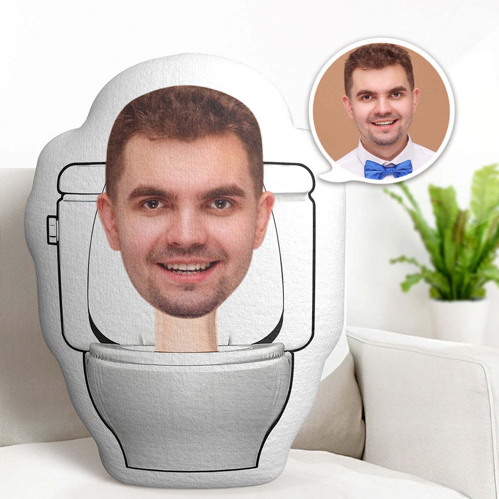 Custom Face Pillow Toilet Man Personalized Photo Doll MiniMe Pillow Gifts for Him Her - soufeelus
