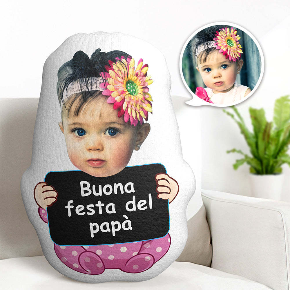Custom Face Pillow Personalized Photo Doll MiniMe Pillow Buona Festa Del Papa Gifts for Him - soufeelus