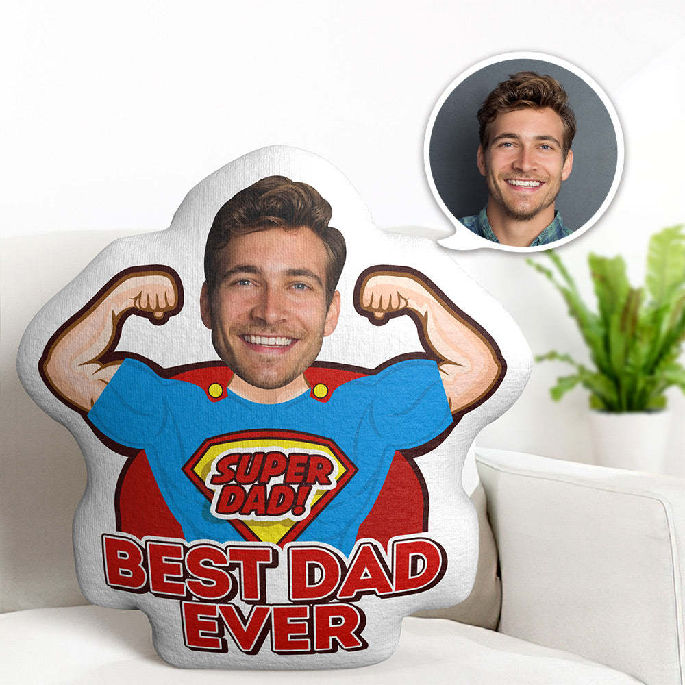 Custom Face Pillow Super Dad Personalized Photo Doll MiniMe Pillow Gifts for Him - soufeelus