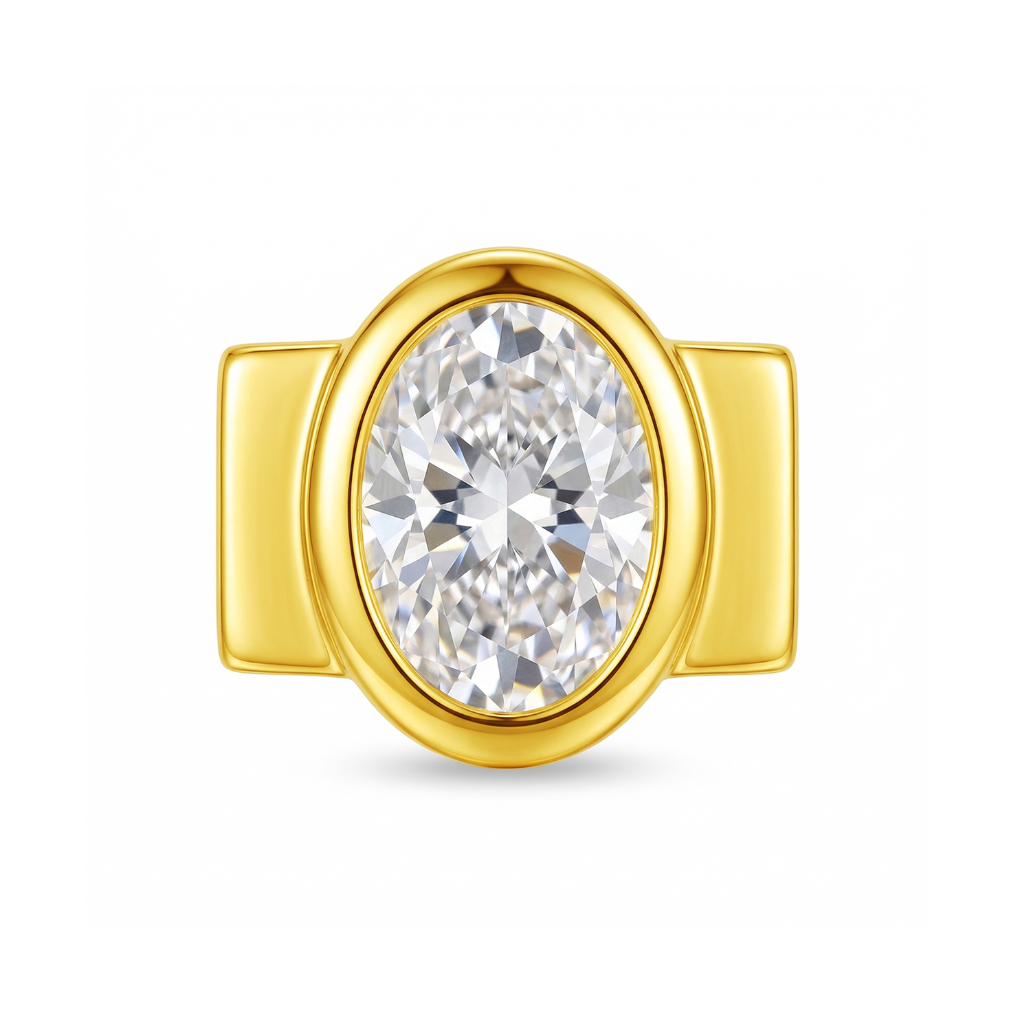 Large Oval Diamond Charm - Gold