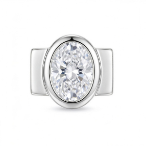 Large Oval Diamond Charm - Silver