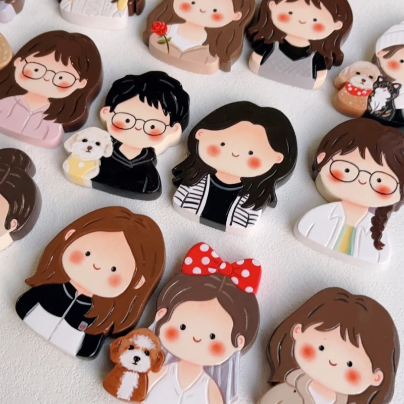 Custom Cartoon Portrait Fridge Magnet Personalized Gift with Cute Hand-Drawn Design for Lover - soufeelus