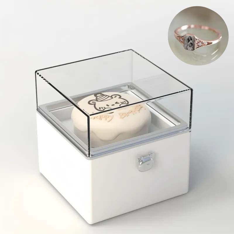 Magical Bear Cake Ring Box With Personalized Birthstone Ring Surprise Gift Birthday Gift - soufeelus