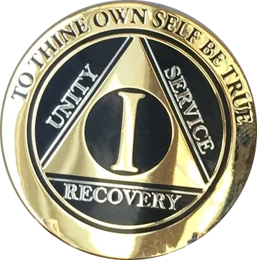 1 - 10 Year AA Medallion Elegant Glitter Pink Gold & Silver Plated Sobriety Chip