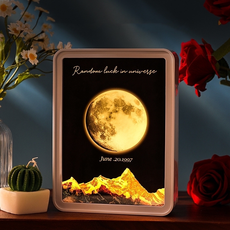 Customized Moon Phase Ornaments Moon Phase Mirror Lights Bluetooth Spe