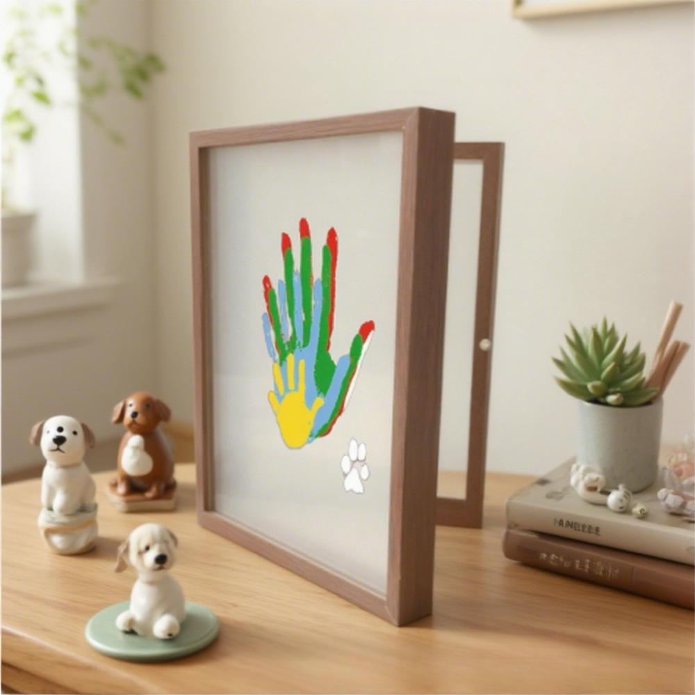 Customized Couple Family Handprint Flip Photo Frame Diy Send Handprint Stand for Family Gifts