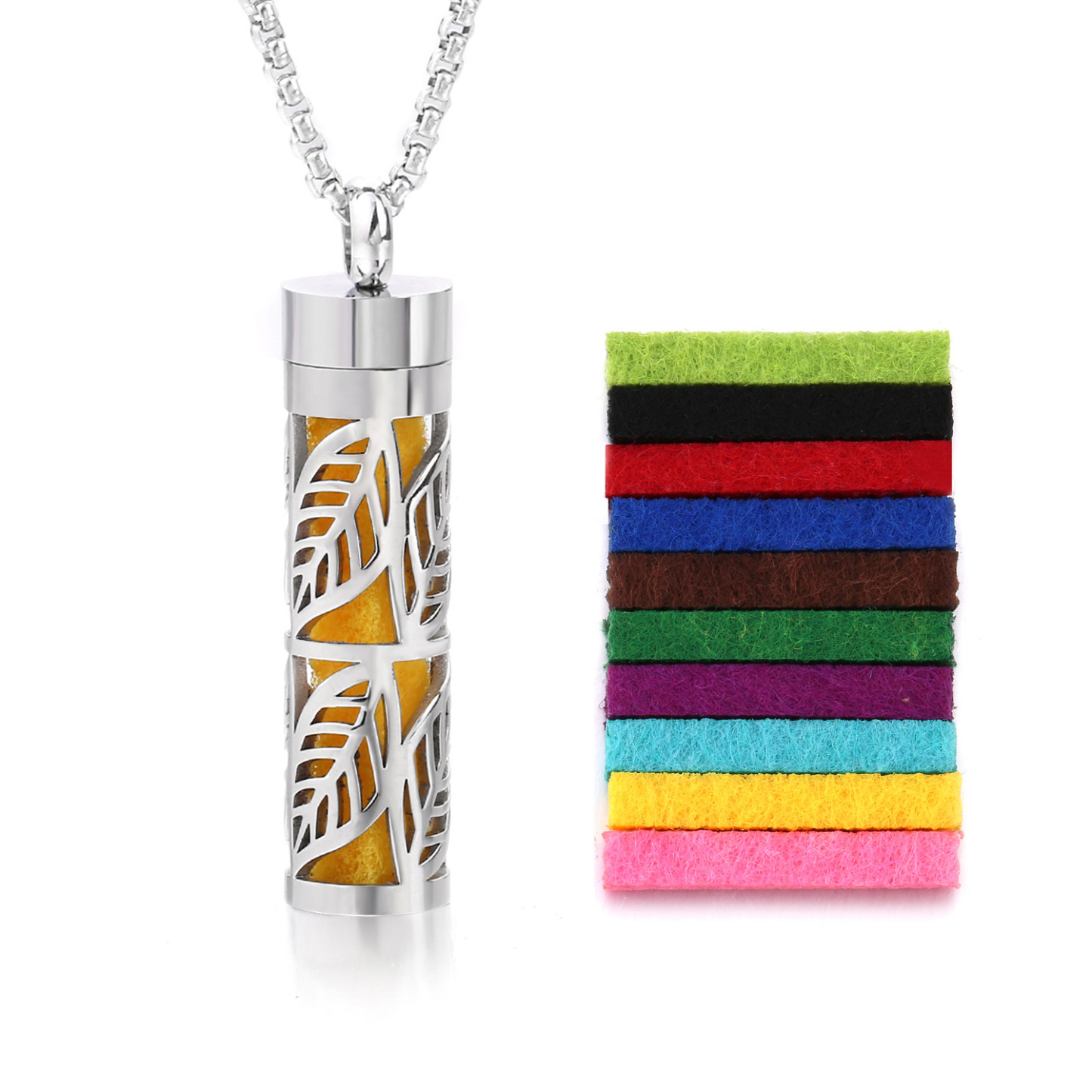 Perfume Diffuser Necklace Essential Oil Aromatherapy Stainless Steel Necklace Vertical Fragrance Pendant Necklace