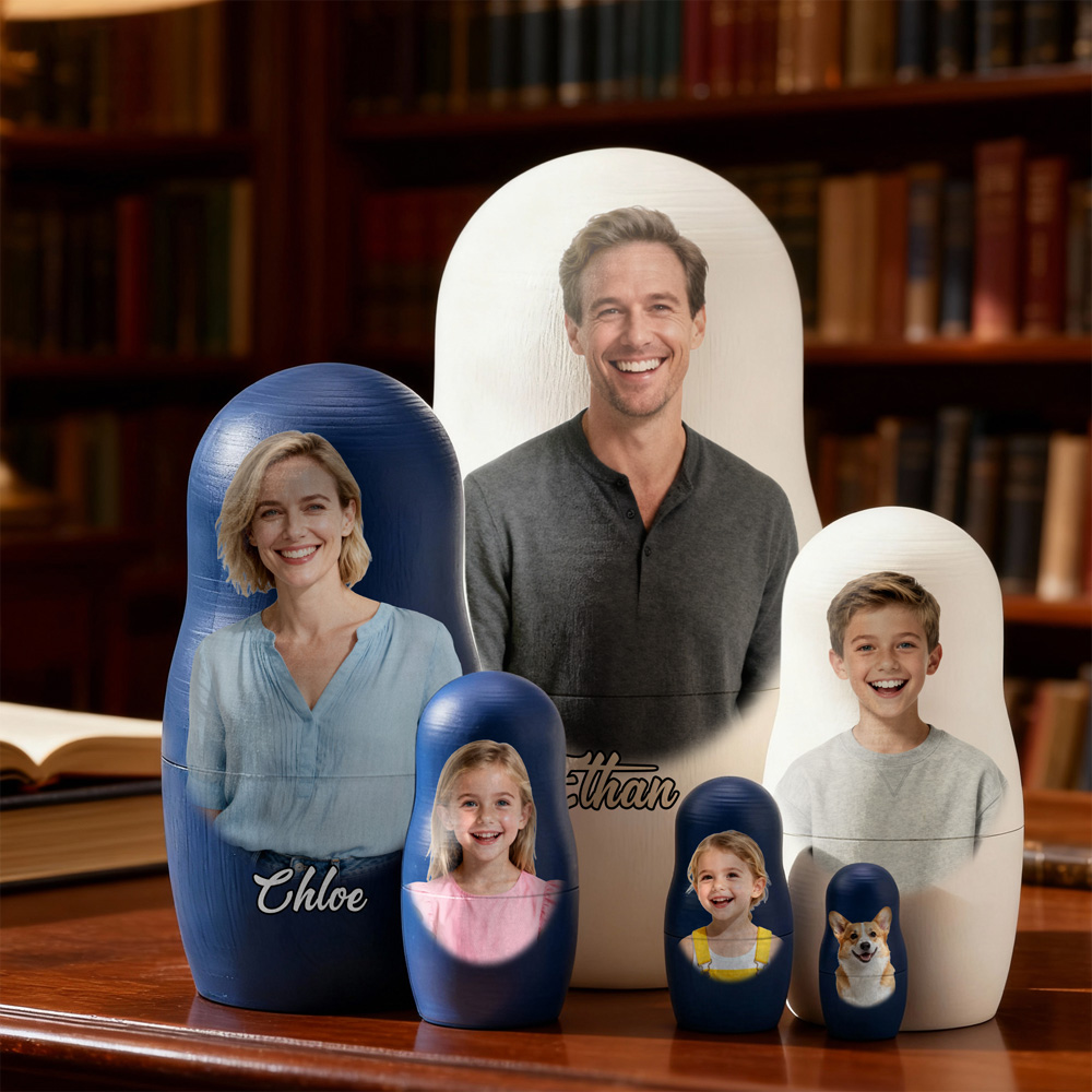 Personalized Photo Nesting Doll Custom Text Family Picture Matryoshka Keepsake Gift for Christmas and Home Decor