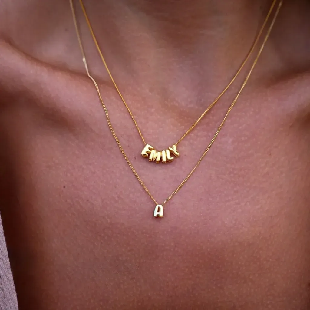 Bubble Letters Name Necklace