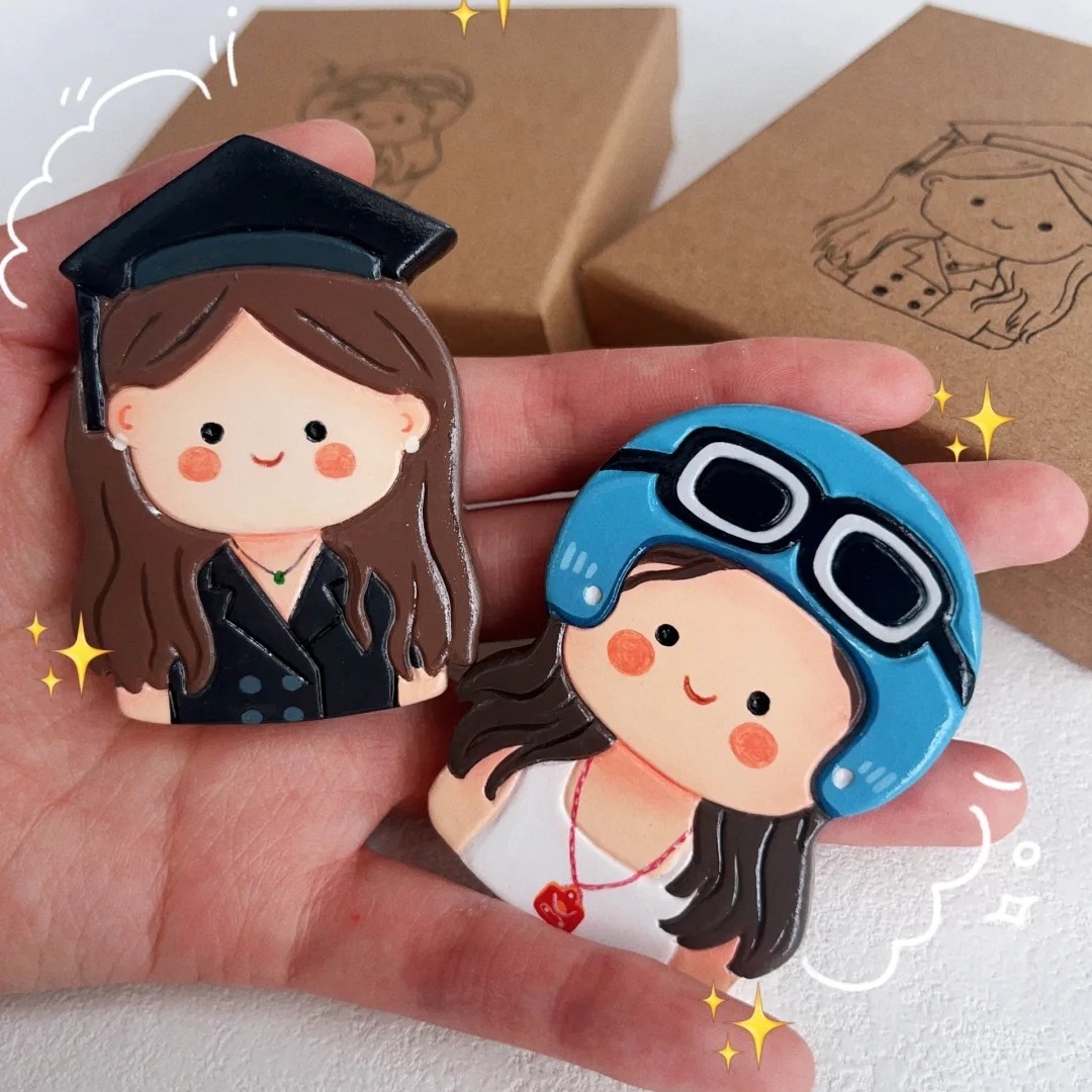 Custom Cartoon Portrait Fridge Magnet Personalized Gift with Cute Hand-Drawn Design for Lover - soufeelus