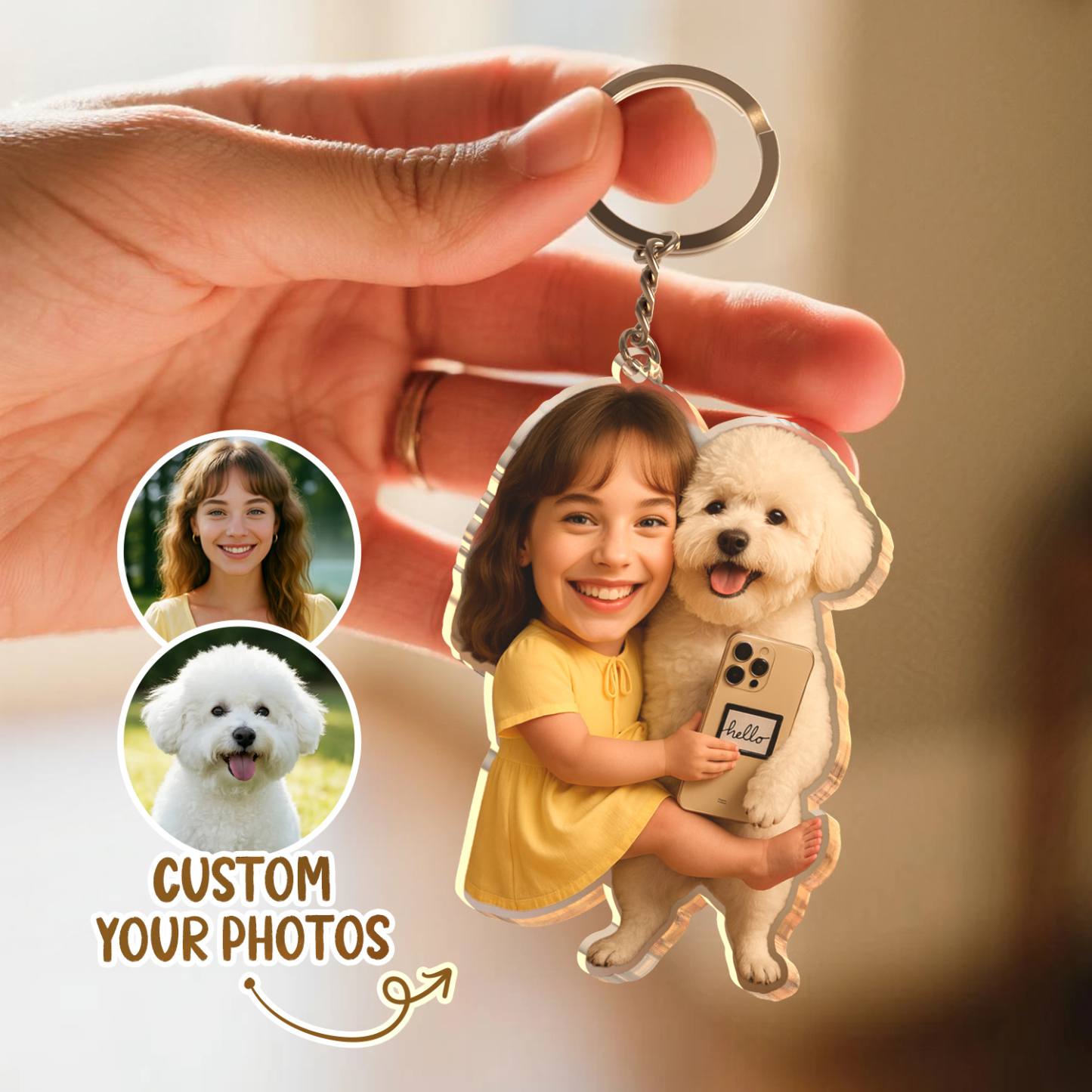 Personalized "Me & My Pet" Acrylic Keychain Funny Custom Gift for Her