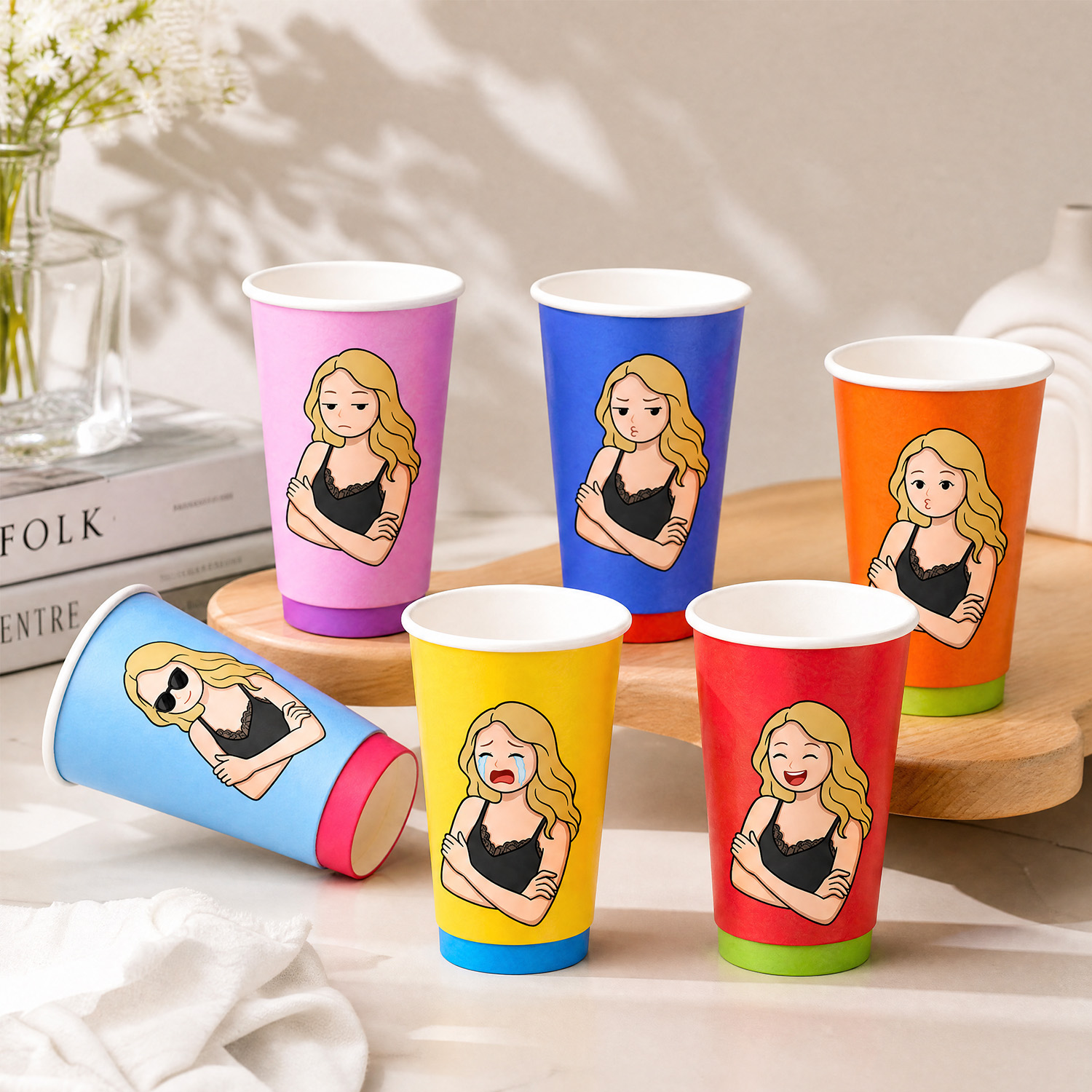 Custom Photo Portrait Rotating Paper Cup Personalized Emoji Face Replaceable Funny Gifts