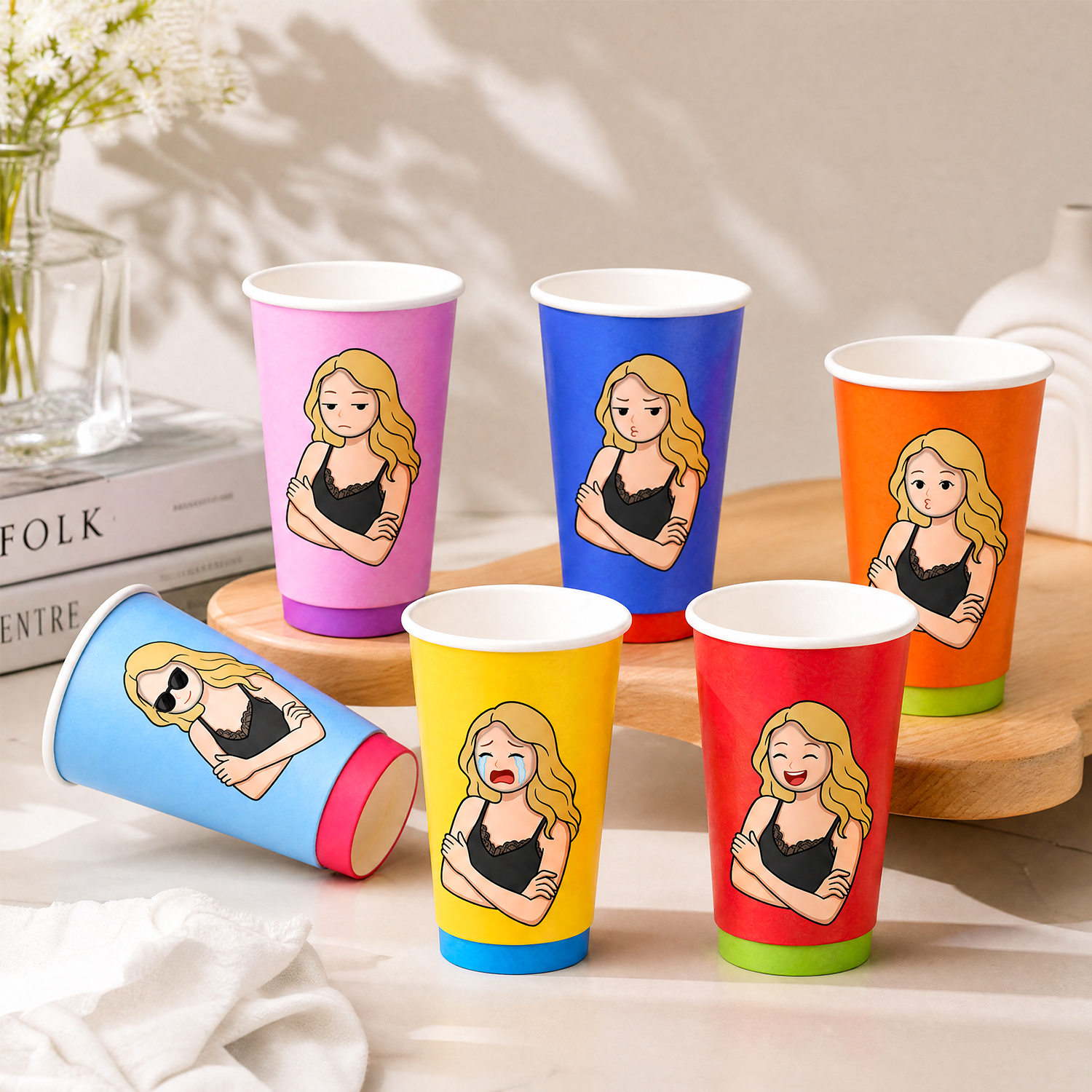 Custom Photo Portrait Rotating Paper Cup Personalized Emoji Face Replaceable Funny Gifts