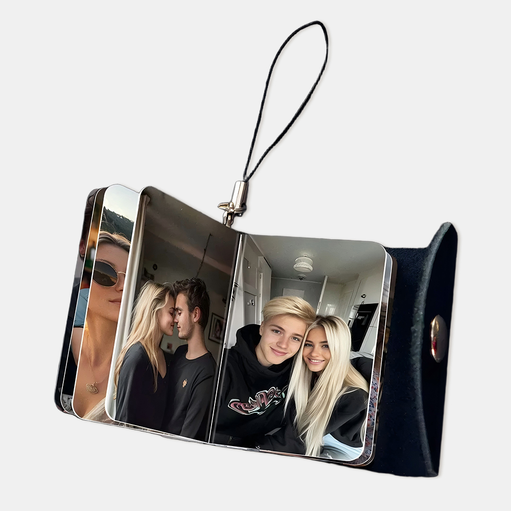 Custom Photo Album Bag Charm- Personalized Anniversary Gift for Him/Her, Dad & Boyfriend | Engraved Valentine's/Birthday Gift