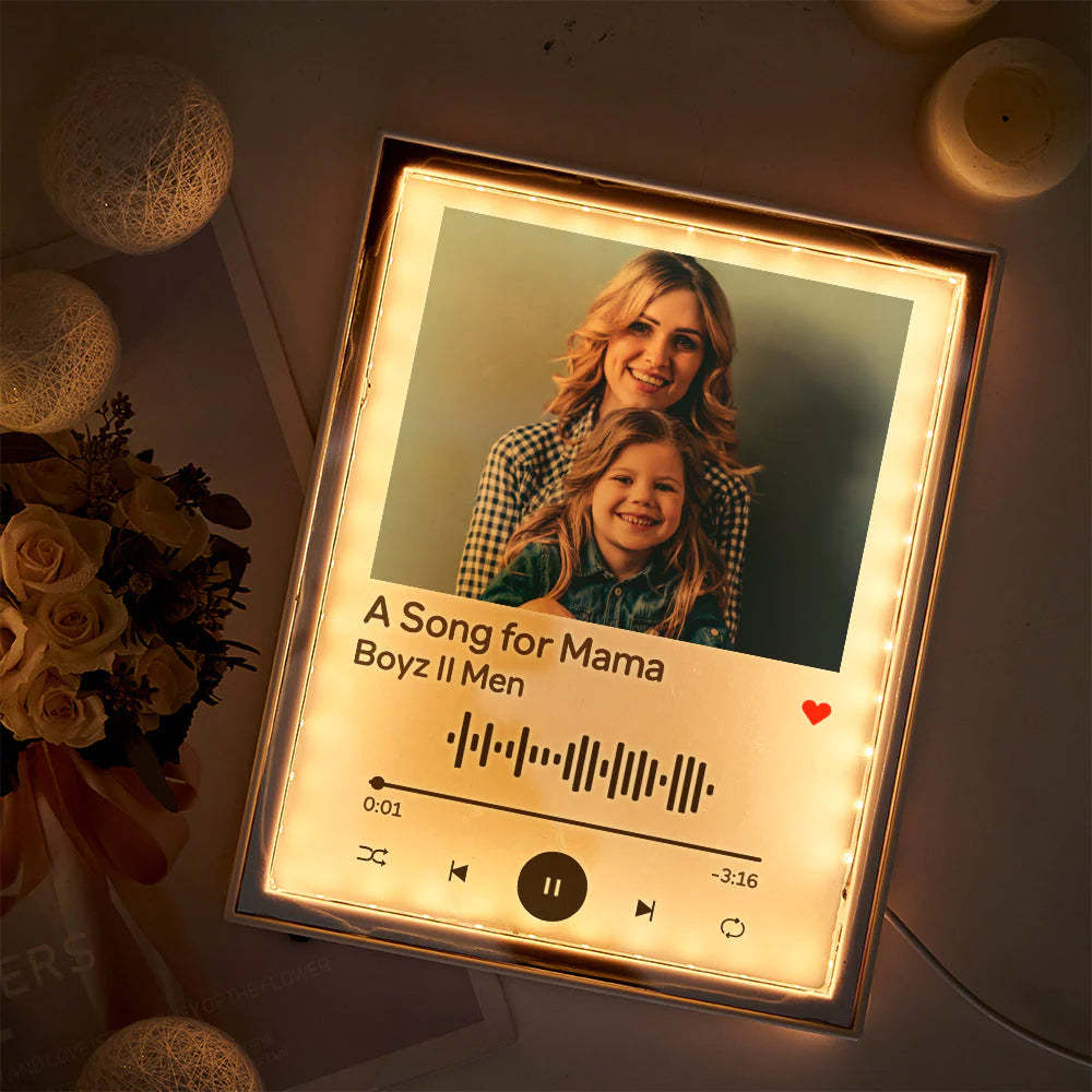 Personalized Spotify Code Plaque Custom LED Music Picture Frame Scannable Mirror Night Light Mother's Day Gifts - soufeelus