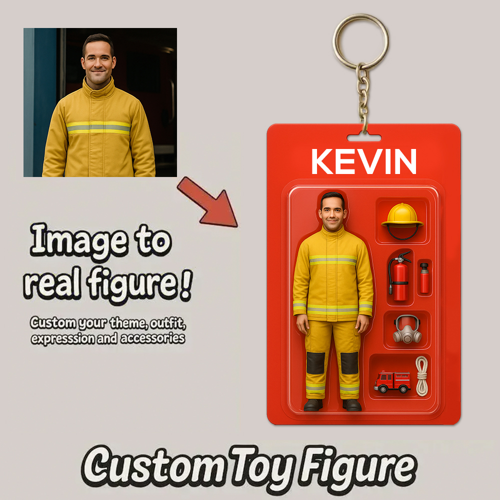 Custom Action Figure Pack Packaging Toy Box Style Art Gift Personalized Acrylic Keychain Gift for Family