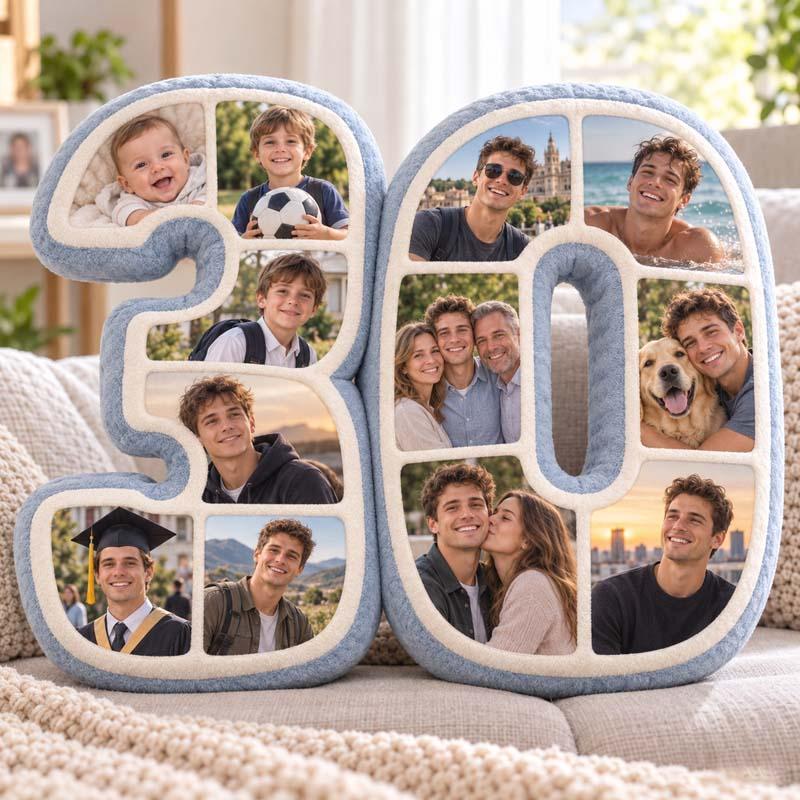 Custom Photo Number Pillow – Personalized Birthday & Anniversary Pillow detail
