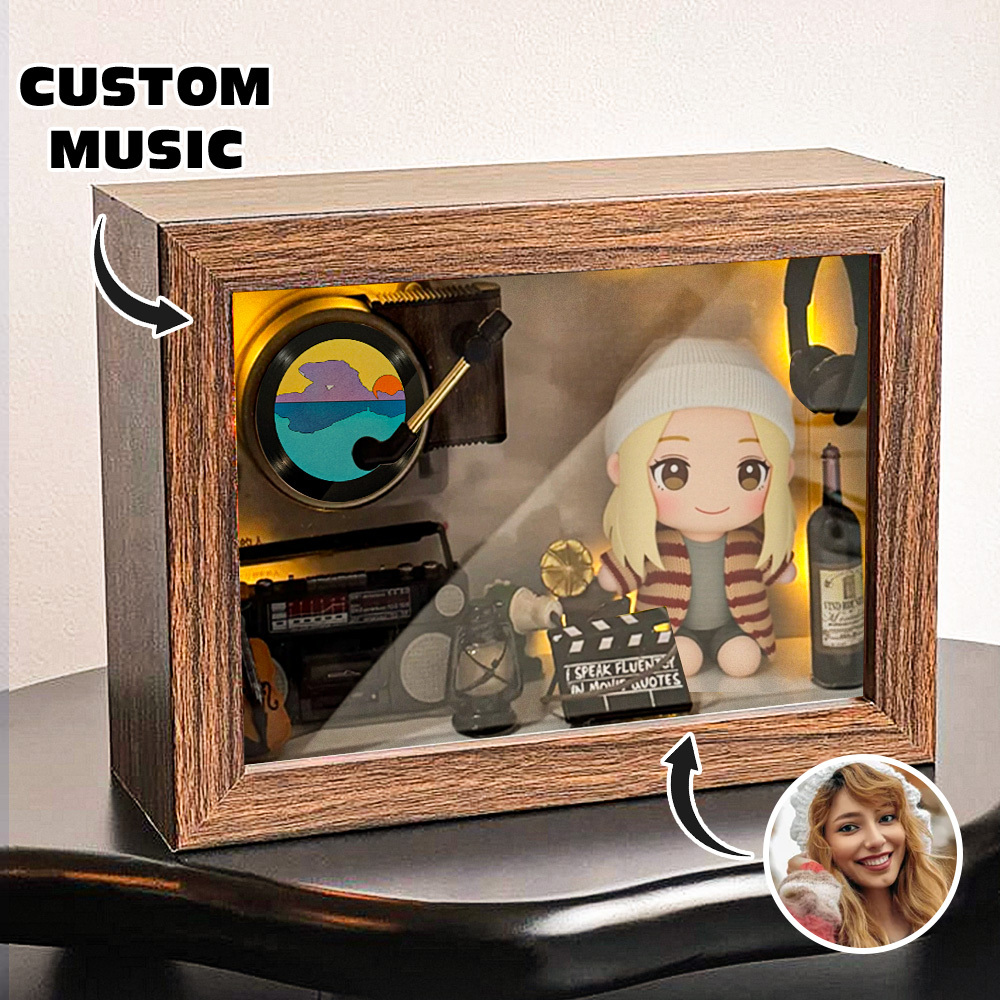 Custom Photo Plush Doll Pillow Music Box Personalized Music Player Gift for Her