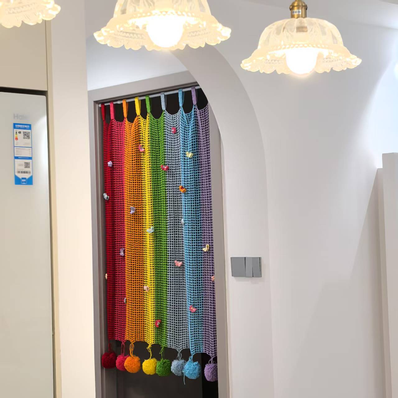 DIY Rainbow Wool Door Curtain Material DIY-kit Colorful Knitted Curtain
